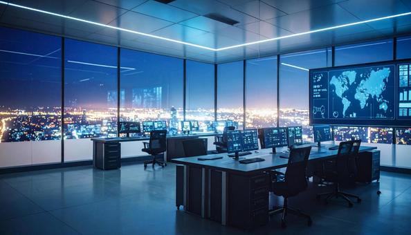 近未来風のIT企業のオフィス風景の写真