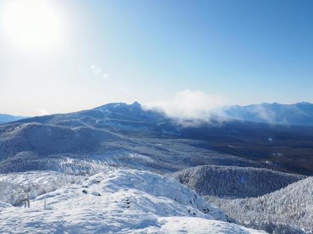 北横岳から見た八ヶ岳の雪景色 北横岳,八ヶ岳,北八ヶ岳の写真素材