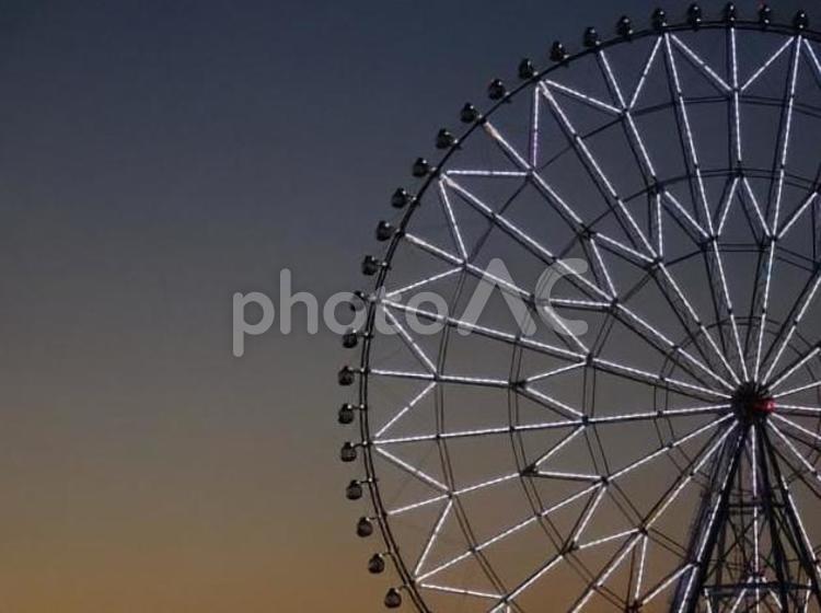 夕焼け空に浮かぶ観覧車 葛西臨海公園,観覧車,夕焼けの写真素材