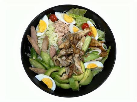 サラダ　うえから サラダ,大皿,サラダボウルの写真素材