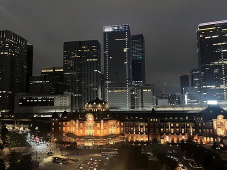 東京駅夜景 東京駅,夜景,東京の写真素材