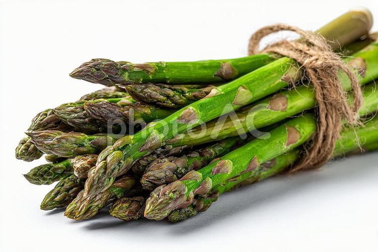 旬のアスパラガスを束ねて アスパラガス,野菜,緑の写真素材