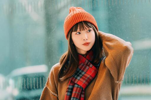 冬のファッションの女性 冬,女性,クリスマスの写真素材