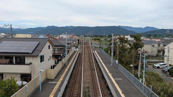 小田急栢山駅からの景色 景色,曇り,雲の写真素材