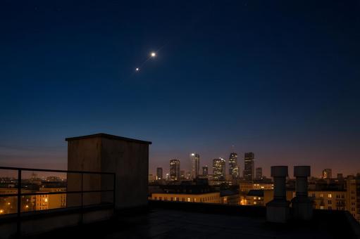 屋上と惑星の夜景 屋上と惑星の夜景の写真