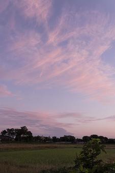 秋の日の出前の空 秋の日の出前の空の写真