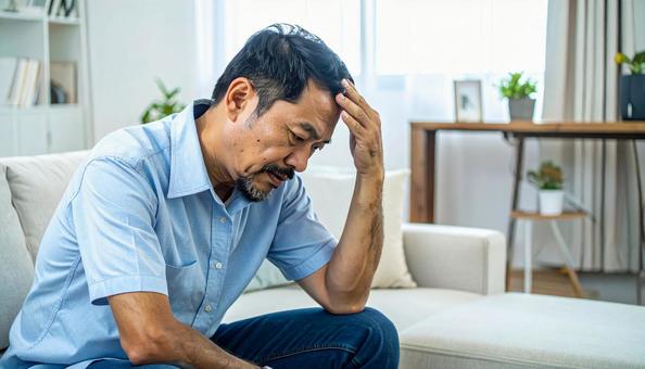 50代の悩む男性イメージ 50代の悩む男性イメージの写真
