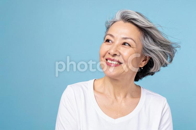 シニア日本人女性の美容ポートレート 女性,美容,エステの写真素材