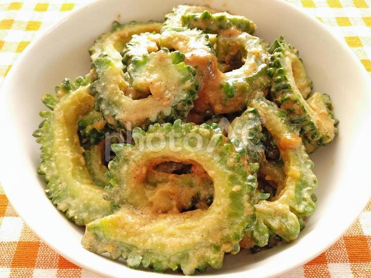 ゴウヤの甘味噌和え　アップ ゴウヤ,ゴーヤー,甘味噌の写真素材