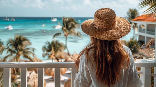 ホテルから見える美しいビーチの写真