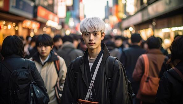 都会の繁華街の青年B 都会の繁華街の青年Bの写真