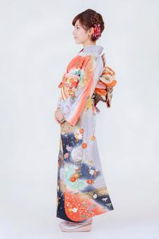 振袖を着た女性 振袖を着た女性 晴れ着,成人の日,成人の写真素材