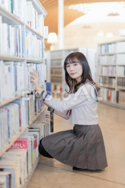 図書館でのひととき 女性,日本人,アジア人の写真素材