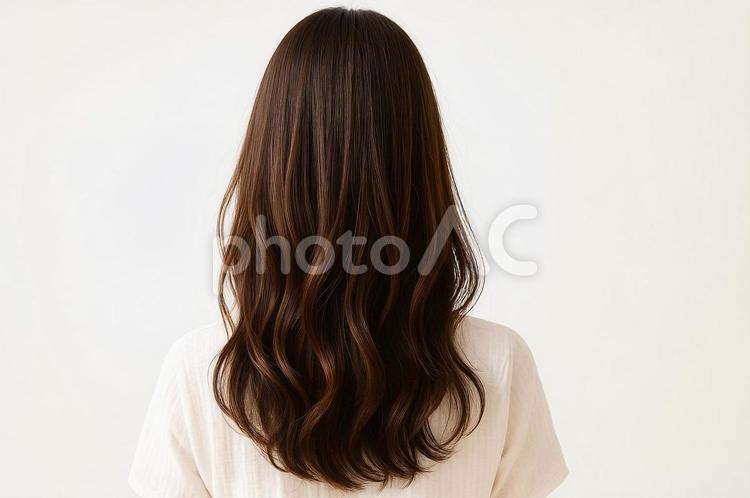 美しいツヤ髪を後ろから写したヘアモデル 女性,美肌の女性,人物の後ろ姿の写真素材