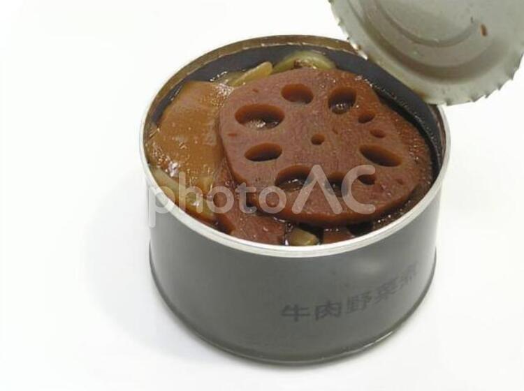 備蓄食料－牛肉野菜煮の缶詰－ 備蓄,食糧,缶詰の写真素材