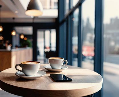 街中のカフェの写真