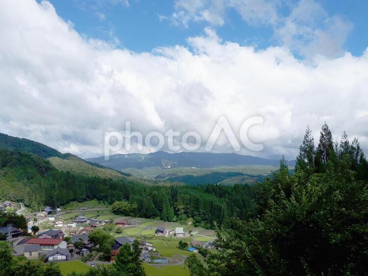 田舎の風景 田舎,空,山の写真素材