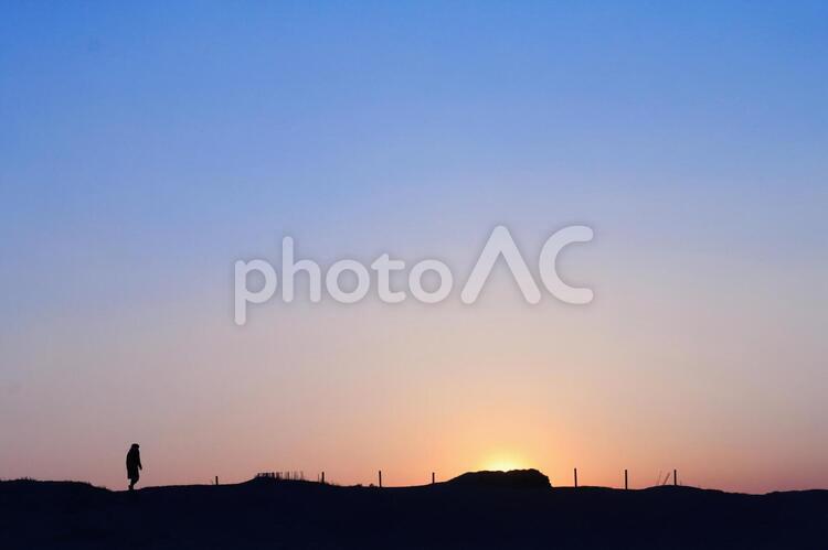 中田島砂丘 （滋賀県、冬、夕方） 中田島砂丘,砂丘,静岡の写真素材