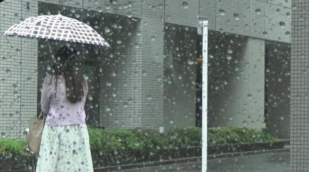 傘を差す女性 雨の中佇む女性 雨の景色 傘を差す女性 雨の中佇む女性 雨の景色 雨雲,空,天気の写真素材
