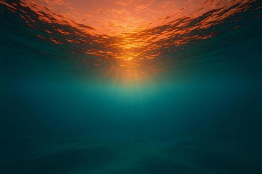 海中に差す夕光 海中に差す夕光の写真