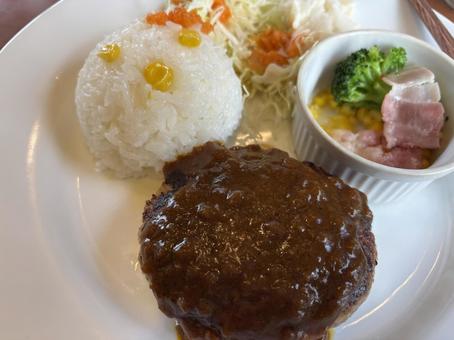 ハンバーグ_日替わりランチ_水曜日 洋食,ランチ,ハンバーグの写真素材