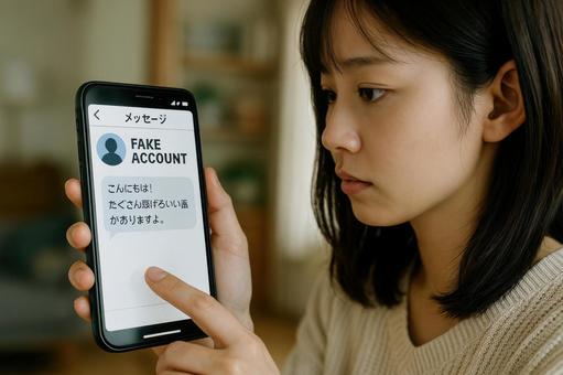 偽のSNSメッセージ受信画面の写真