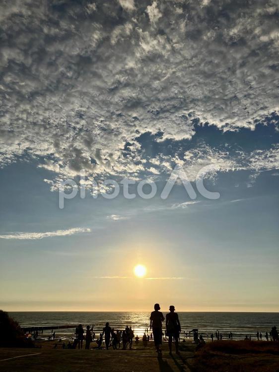 台湾　夕日 海,風景,空の写真素材