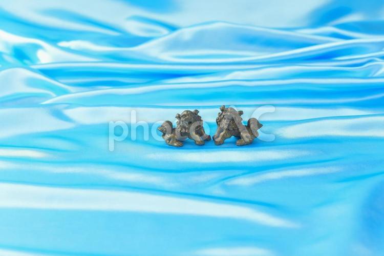 海の中にいるようなシーサー／沖縄イメージ シーサー,神獣,獅子の写真素材
