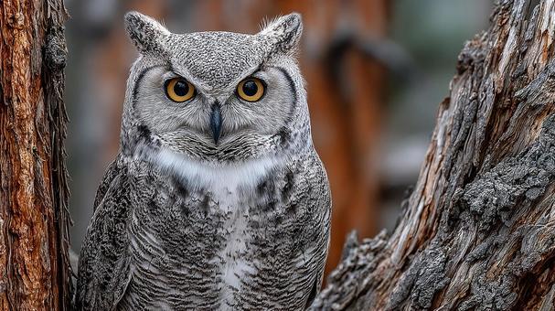 野生の美しさ:フクロウの力強い姿 野生の美しさ:フクロウの力強い姿の写真