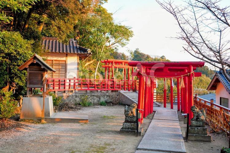 島根・松江市宍道の氷川神社境内の赤鳥居 氷川神社,赤,鳥居の写真素材
