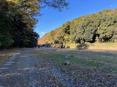 嵐山渓谷の河原風景（秋） 嵐山渓谷,嵐山,渓谷の写真素材