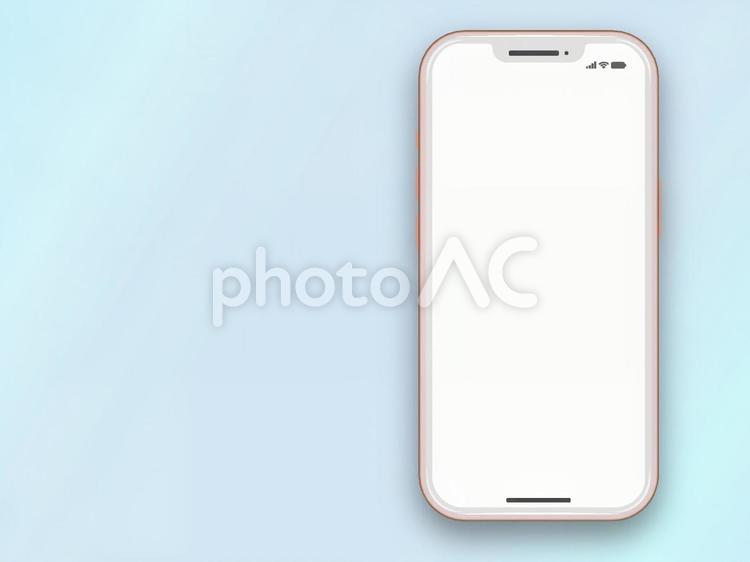 水色の壁紙背景のスマートフォン　２ スマホ,スマートフォン,携帯の写真素材