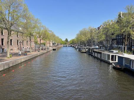 アムステルダム アムステルダム,オランダ,運河の写真素材