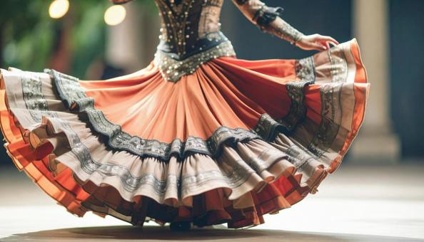 舞台で踊る赤いドレスを着た美しいカルメン 舞台で踊る赤いドレスを着た美しいカルメンの写真