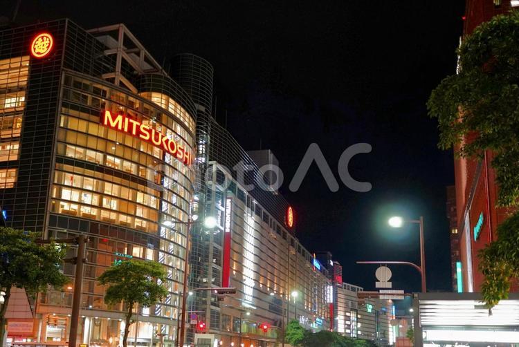 福岡市の中心部、天神の夜景 福岡,市街,繁華街の写真素材