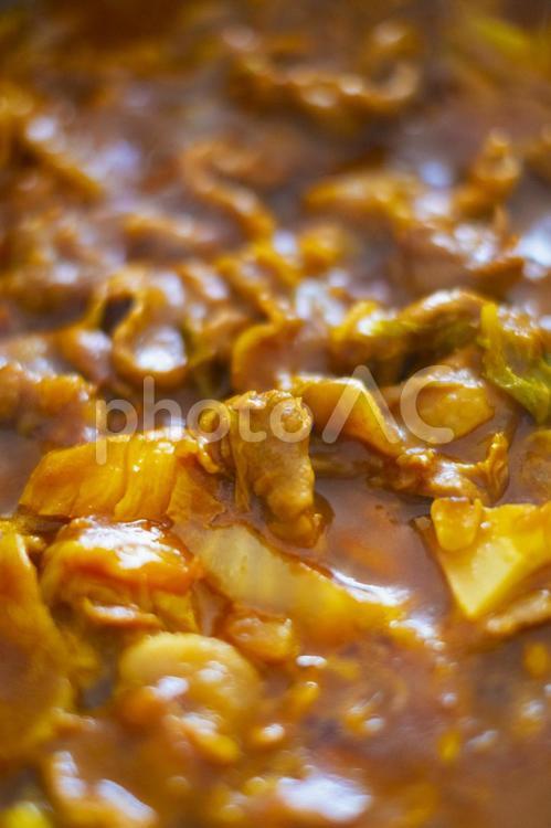 白菜と豚肉の無水カレー作り カレー,カレー作り,カレー粉の写真素材
