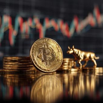 仮想通貨の成長:ビットコインとブル 仮想通貨の成長:ビットコインとブルの写真
