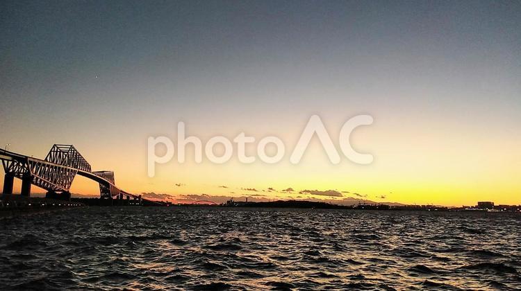 夕暮れ 夕暮れ,夜景,若洲の写真素材