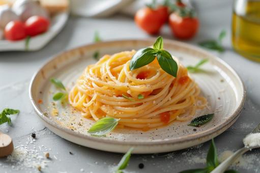 シンプルでお洒落なパスタ皿 シンプルでお洒落なパスタ皿の写真