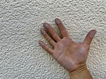 モルタル壁のチョーキング現象② チョーキング,現象,壁の写真素材