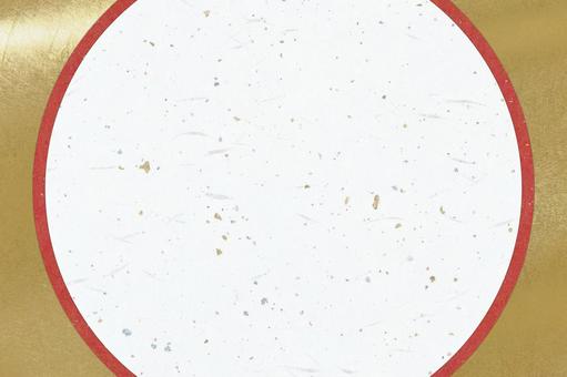 紙のテクスチャ（中央丸大礼紙金銀箔金赤） 和紙,金色,白の写真素材