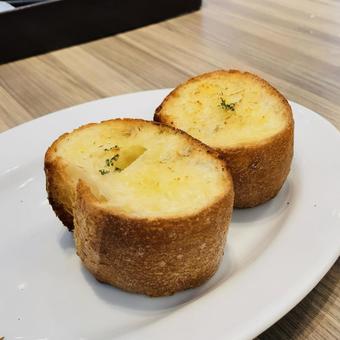 Photo, garlic, french bread, bucket, 