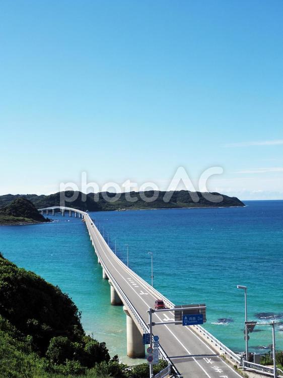 下関市角島大橋の絶景 青空,角島大橋,橋の写真素材
