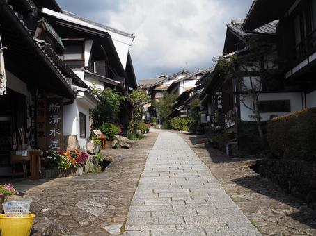 馬籠宿の坂道 馬籠宿,中山道,宿場町の写真素材