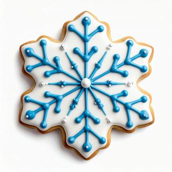 雪の結晶モチーフのアイシングクッキーの写真
