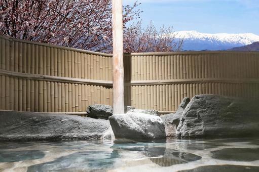 A superb open-air bath that you can enter while watching the scenery of spring, JPG A superb open-air bath that you can enter while watching the scenery of spring, hot spring, outdoor bath, bath, JPG