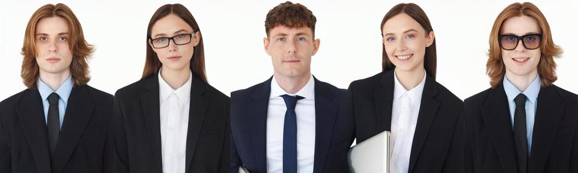 横並びの男女 男女,外国人,ビジネスの写真素材