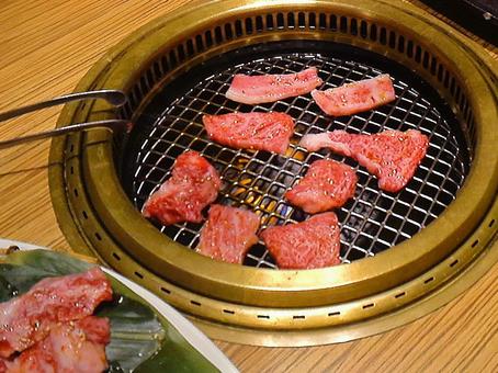 焼肉 はらみ,カルビ,ロースの写真素材