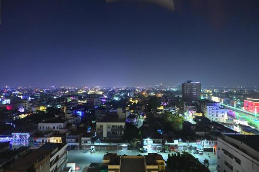 アムリットサル　街並 インド,街並み,夜景の写真素材
