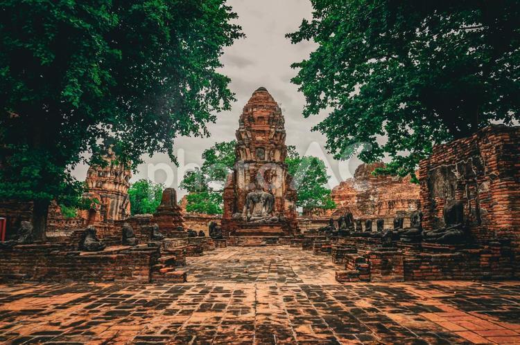 アユタヤの遺跡（タイ王国） 遺跡,仏像,煉瓦造りの写真素材
